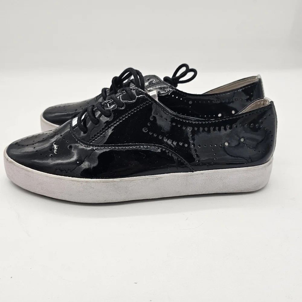 BlackStone NL41 Patent Leather Lace Up Sneakers Platform Shoes Womens Size 37
